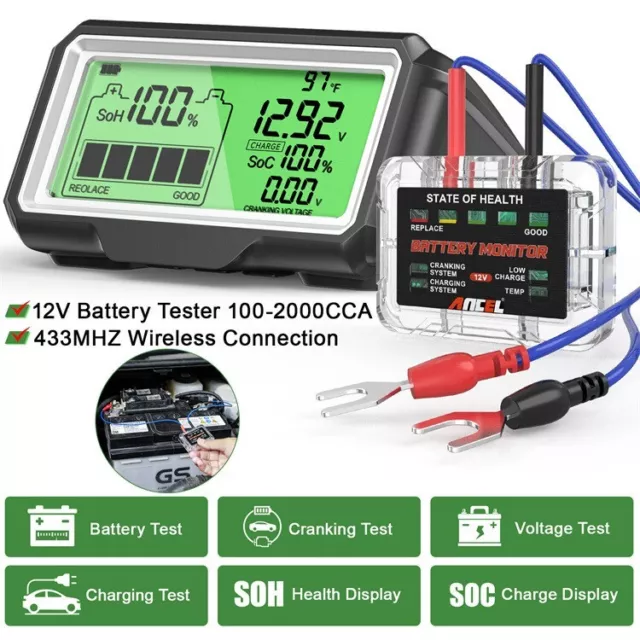 ANCEL BM200 PRO 12V LED Automotive Battery Tester SOH SOC Rechargeable Battery