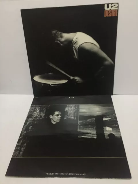 2x U2 12" Vinyl Singles Desire & Where the Streets Have No Name 1987-88