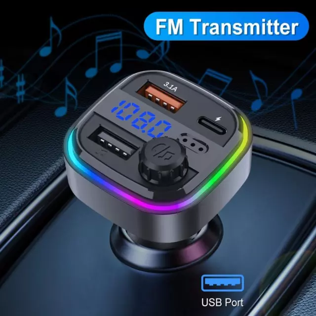 Transmetteur FM Bluetooth sans fil voiture Adaptateur audio Lecteur MP3 USB Fas]