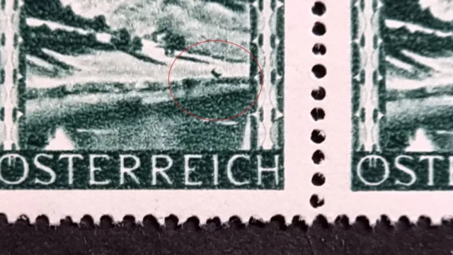 BRIEFMARKEN ÖSTERREICH 1945 ANK Nr. 745 Plattenfehler 1 (Vogel)