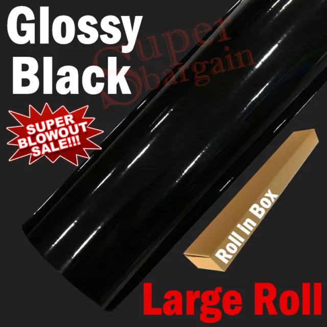 Large Roll Glossy Gloss Black Car Vinyl Wrap Sticker Stickers Decals Tint Film