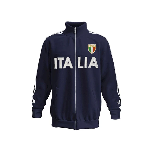 Felpa  Zip Italia azzurri blu scuro navy 70% cotone 30% poliestere
