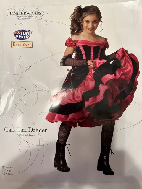 Girls Can Can Dancer Pink Black Underwraps A Cut Above Sz - Med Halloween - READ