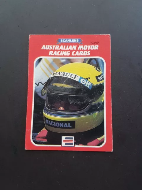Rare 1986 Scanlens Ayrton Senna Rookie Card #65 Australian Motor Racing