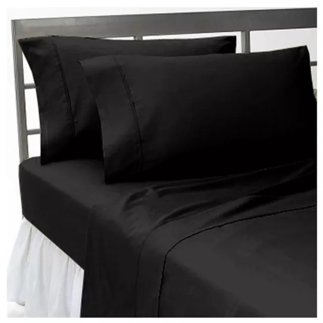 1000 Thread Count Egyptian Cotton 1000 TC Bed PILLOW CASE Set KING Black Solid