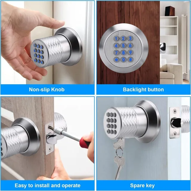 NEW Smart Keyless Door Lock Security Electronic Password Lock Code Night light