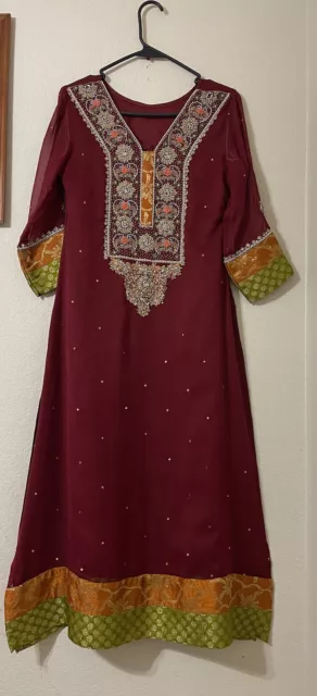 Pakistani Indian Chiffon  Formal SALWAR KAMEEZ Wedding Party Eid BustSize 38 EUC