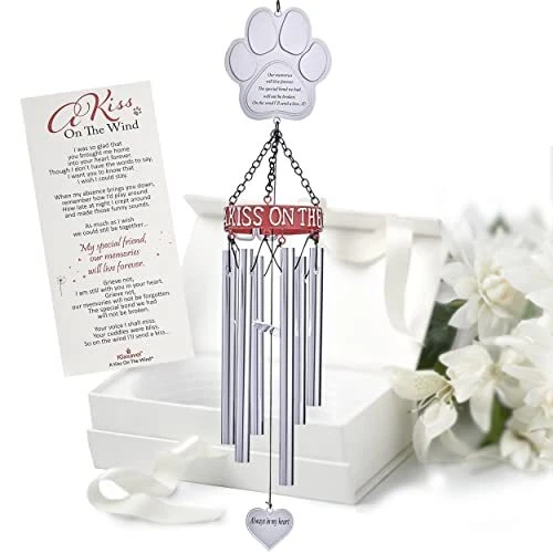 Campanas de viento Pet Memorial - 19" Rainbow Bridge regalos conmemorativos para mascotas, reflexivos