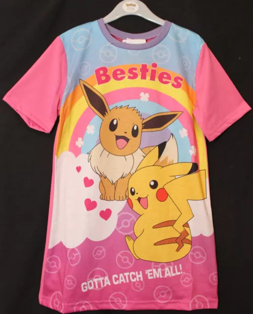 POKEMON Girl's Pink Nightie/ PIKACHU & EEVEE Nightdress Sizes 5-12 years