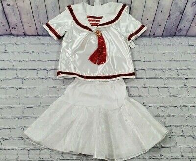 Disney Parks Minnie Mouse White Red Tutu Skirt Shirt Top Size Large 10-12