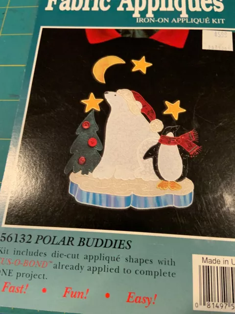 Holiday Iron On Applique:  Polar Bear & Penguin  OOP