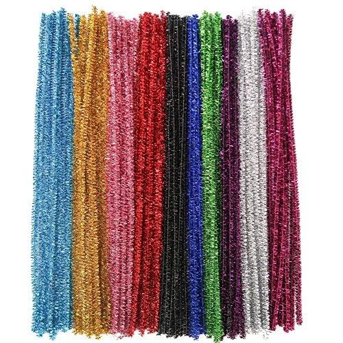 TOAOB 100 Pièces Tiges de Fils Chenille Colorés Glitter Pipe Cleaner Couleurs As