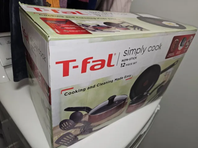 T-Fal 12pice set  Nonstick Aluminum Cookware simply cook. brand new