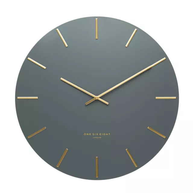 ONE SIX EIGHT LONDON LUCA WALL CLOCK 60cm | Silent Sweep | Charcoal **NEW**