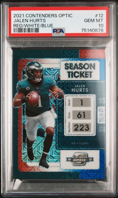 2021 Jalen Hurts Contenders Optic Red White Blue PSA 10 /13 #12 Eagles SP