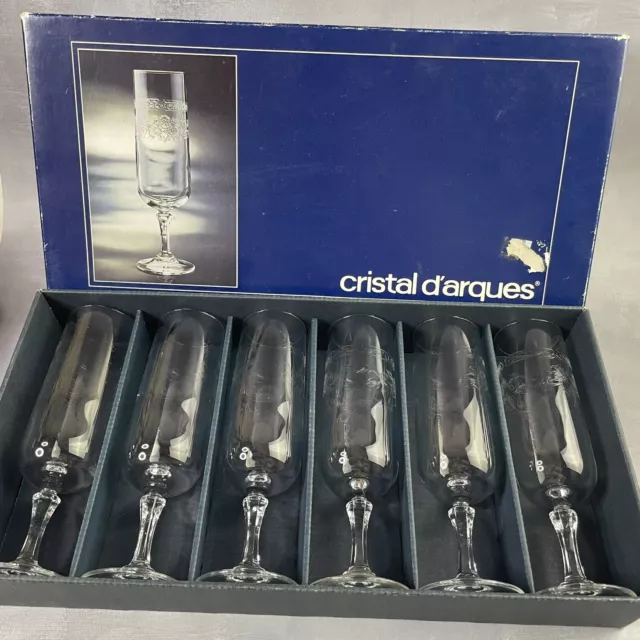 CRISTAL D'ARQUES coffret 6 verres flutes à champagne MATIGNON ~16cl
