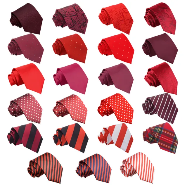 Rote Herrenkrawatte einfarbig schlicht kariert gemustert Paisley Tupfen gepunktete Krawatte von DQT