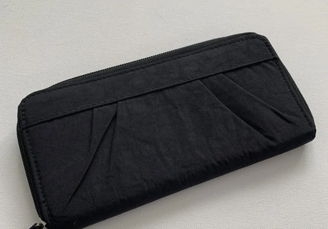 Travelon Wallet RFID Blocking Zip Around Safe ID Card Pleated Front Black Women