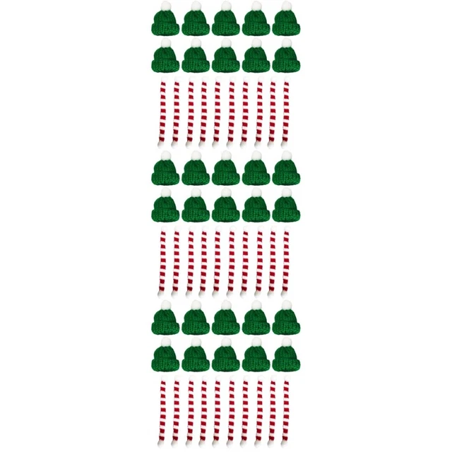 60 piezas Chic Navidad Mini Bufanda y Sombrero Decoración Muñeca Ropa Accesorio Cre