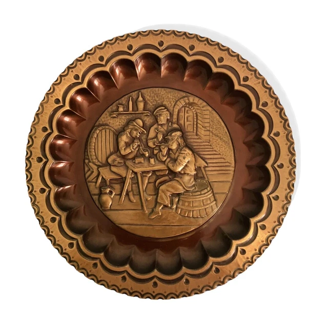 ANTIGUO PLATO COBRE DECORATIVO VINTAGE PARA COLGAR “Taverna” 29 Cm