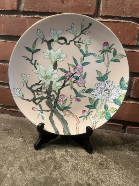 Hand painted Porcelain 10.25" Decorative Chinese Floral Plate Made in Macau