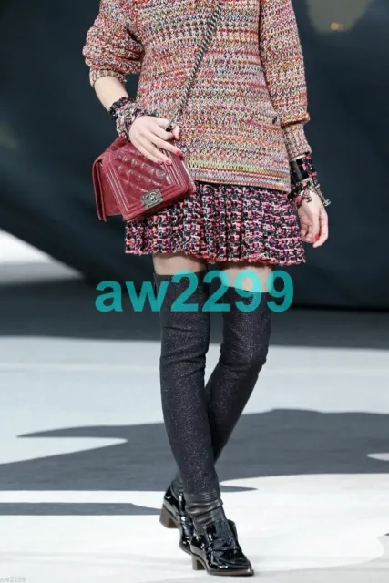 CHANEL RUNWAY FRINGED Tweed Pleated Skirt Mini Multi Cc Logo 36 New  $1,299.00 - PicClick
