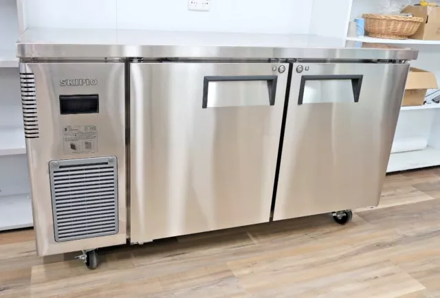 Showroom stock Skipio Two Door 1.5m SS Underbench Solid door Fridge - 395 Litres