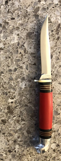 Vintage Western Boulder CO USA PAT Red  Handle Fixed Blade Knife " No Sheath"