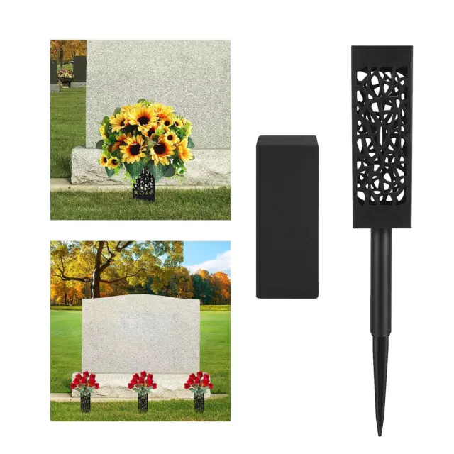 Cemetery Grave Flower Vase with Long Stake Sturdy Headstone Flower Marker