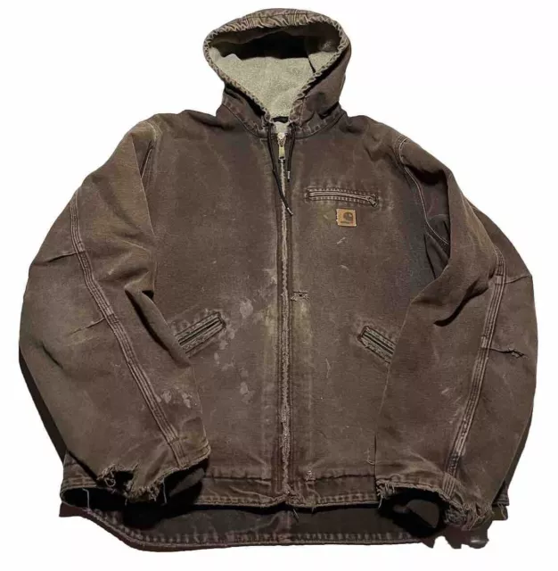 CARHARTT DETROIT JACKET Mens XL Sherpa Lined J141 DKB Workwear Outdoor ...
