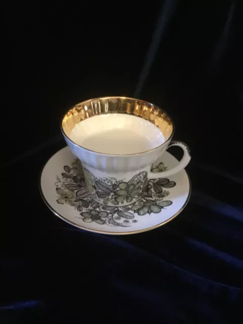 Vintage Russian Lomonosov Bone China “Russian Lace” Coffee Cup and Saucer