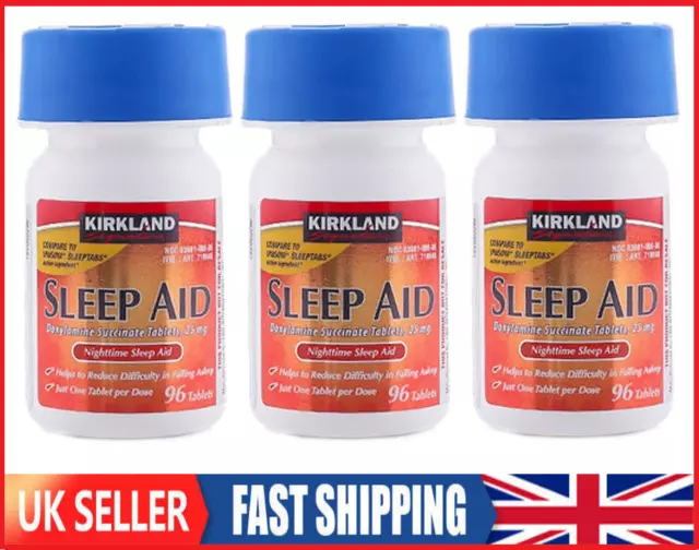 Kirkland Signature Sleep Aid Doxylamine Succinate 25mg 3 Bottles (288 Tablets)