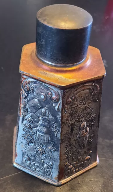 Antique Chinese Tea Caddy Silver Over Copper 3