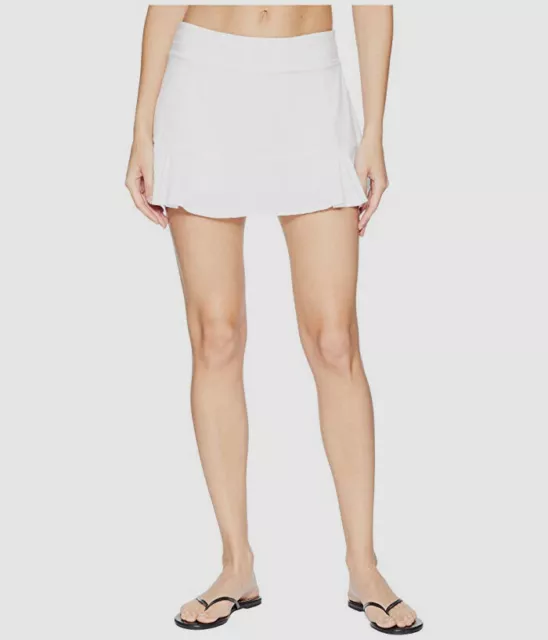 $68 Tasc Women's Solid White Pleated Drawstring Straight Hem Skirt Size Medium