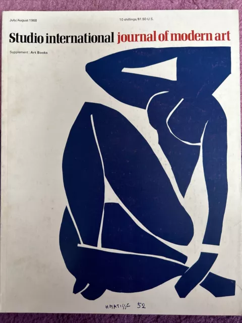 Studio International Journal Of Modern Art. July/August 1968, Matisse Interest