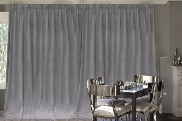 Large Thick Velvet Blockout Curtain 275x 230cm PINCH PLEAT 1 panel+Hooks Grey