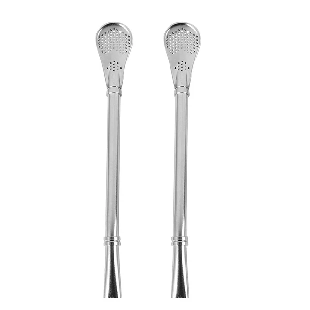 Set of 2 pcs - Stainless Steel Yerba Mate Tea Bombilla Gourd Drinking Straw Fih