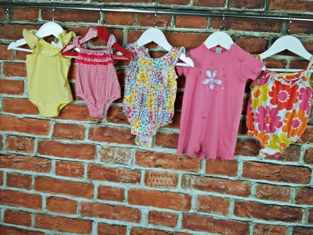GIRLS BABY BUNDLE AGE 0-3 MTHS MONSOON NEXT etc FLORAL SUMMER SWIM ROMPERS 62CM