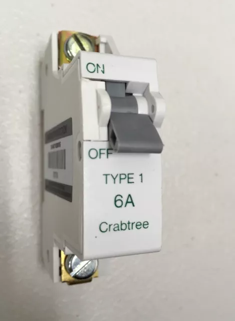 Crabtree SB6000 6A Type 1 Circuit Breaker ~ Single Pole SP 6 Amp MCB ~  610/06