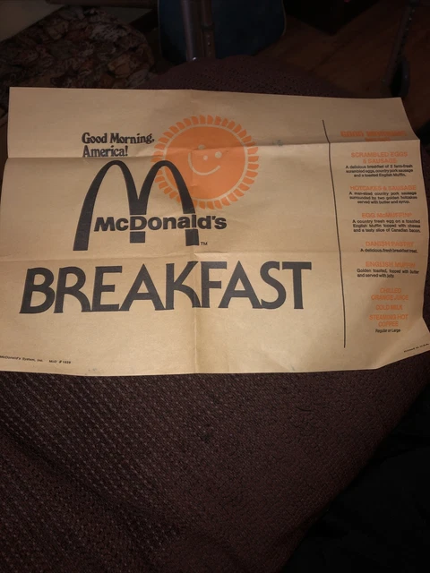 1976 McDonalds Good Morning America Paper Menu