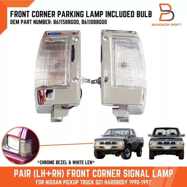 CHROME Corner Parking Lamp Light For Nissan D21 Navara Pickup BDI 925 1990-1997