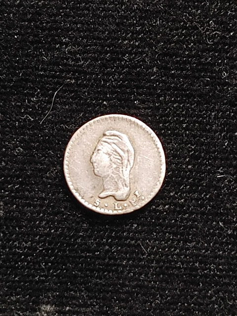 1844 S L Pi Mexico 1/4 Real Quartilla Circular Marks on Reverse VF          T628
