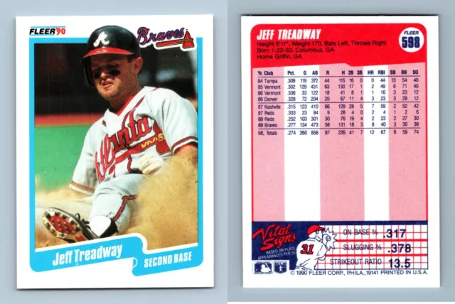 Jeff Treadway - Braves #598 Fleer 1990 Baseball Trading Card