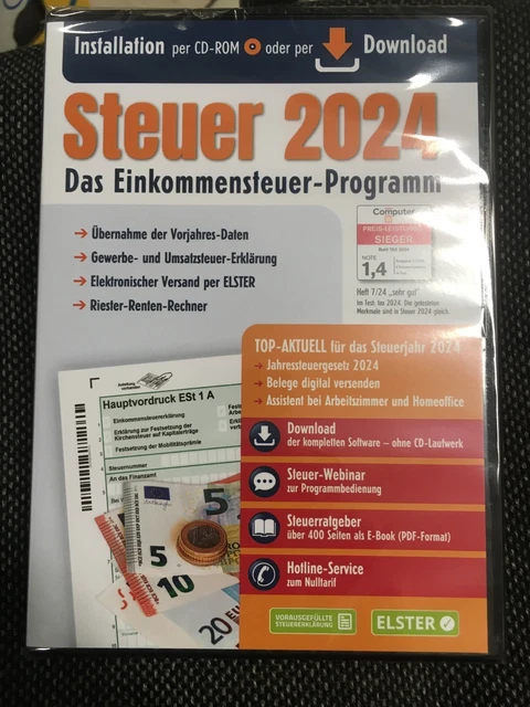 ALDI EINKOMMENSTEUER-PROGRAMM STEUER 2024 Digitale Lizenz Steuererklärung EUR 9,99 - DE