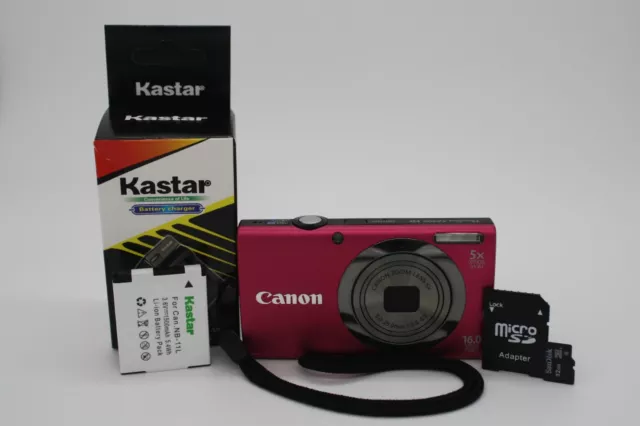 Cámara digital compacta Canon PowerShot A2300 16,0 MP 5x zoom rosa, probada funciona