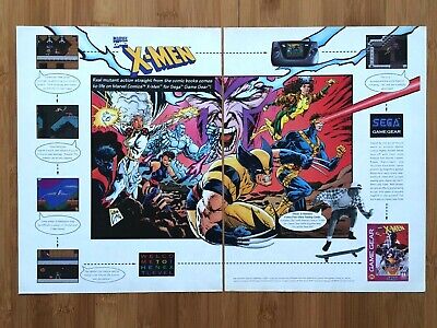 X-Men Sega Game Gear SNES Genesis 1993 Vintage Print Ad/Poster Art Official Rare