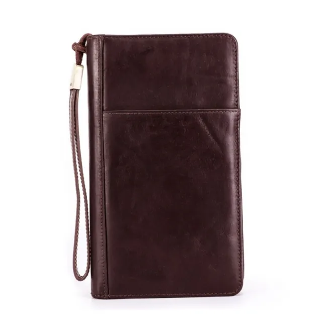 Men Leather Wallet with Pen Slot Travel Wallet Holder Passport Organizer