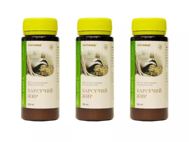 Dachsfett 3 x 100 ml Sustamed Dachs Fett Murmeltierfett Badger fat Барсучий жир