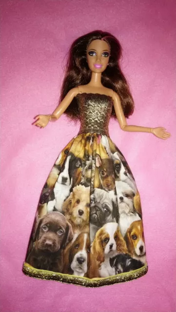 Barbie Glitzer Puppen Kleid Hunde Prinzessin Brautkleid Ballkleid K02 dogs dress