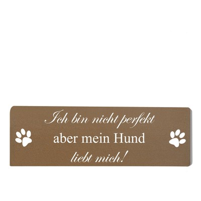 Buntes Shabby Chic Vintage Schild Ich bin nicht perfekt aber mein Hund liebt mic